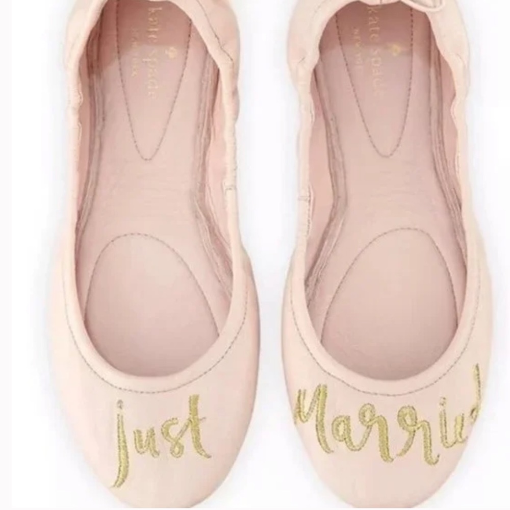 Kate Spade Just Married Gwen Pink Leather Ballet Flats size 8.5